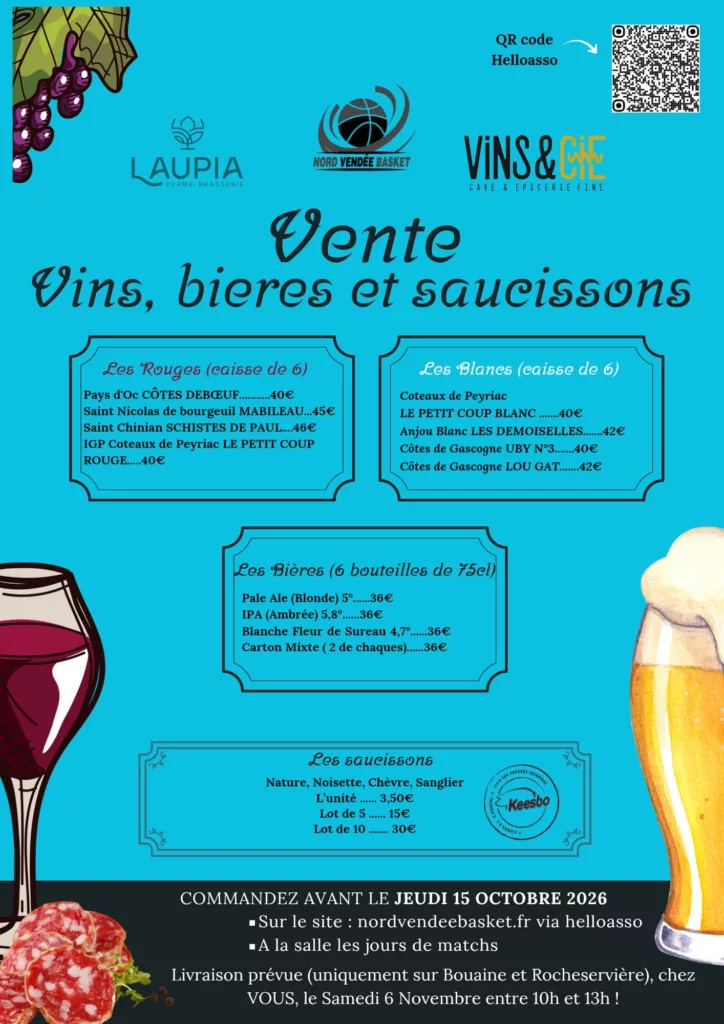 Vente de vin, bière et saucisson 2026 NVB