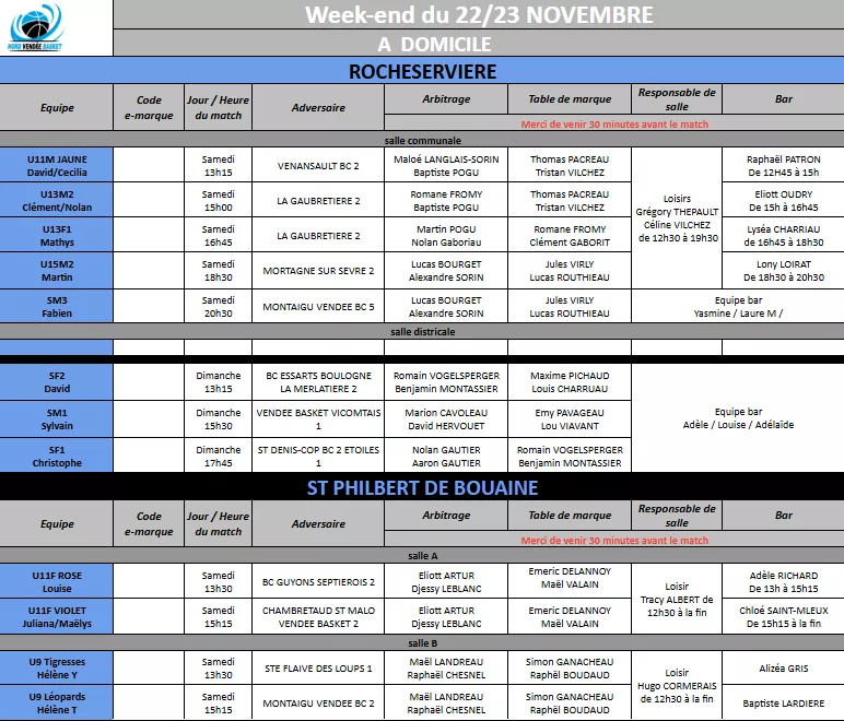 Planning domicile 22-23 novembre