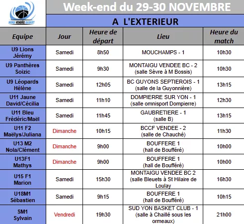 Planning extérieur 29-30 novembre